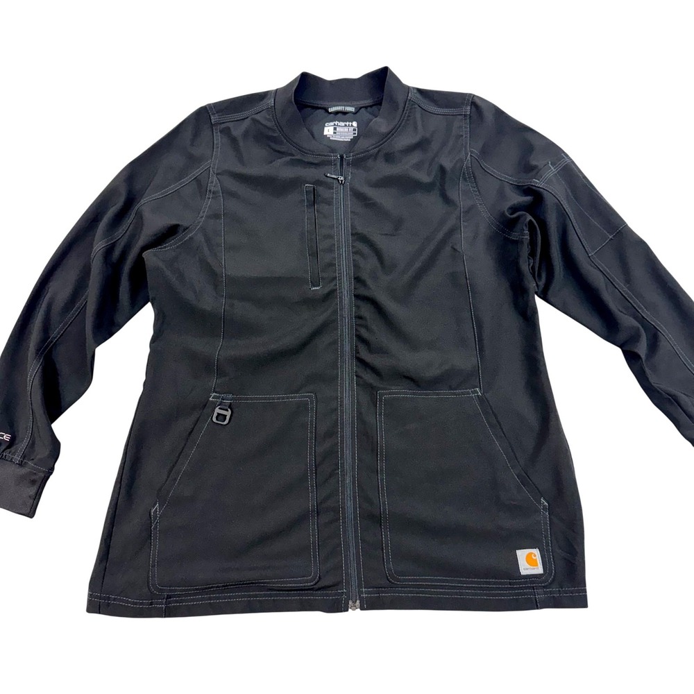 Carhartt Force CrossFlex Jacket Womens Large Black Full Zip Utility Work C8211